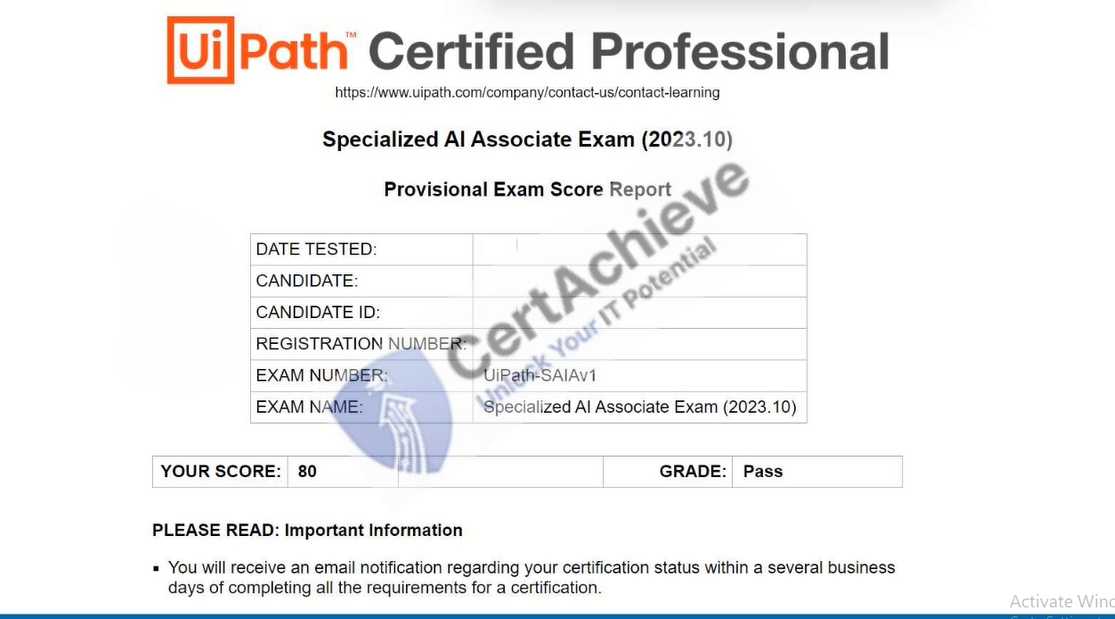 Official UiPath UiPath-SAIAv1 Exam 1